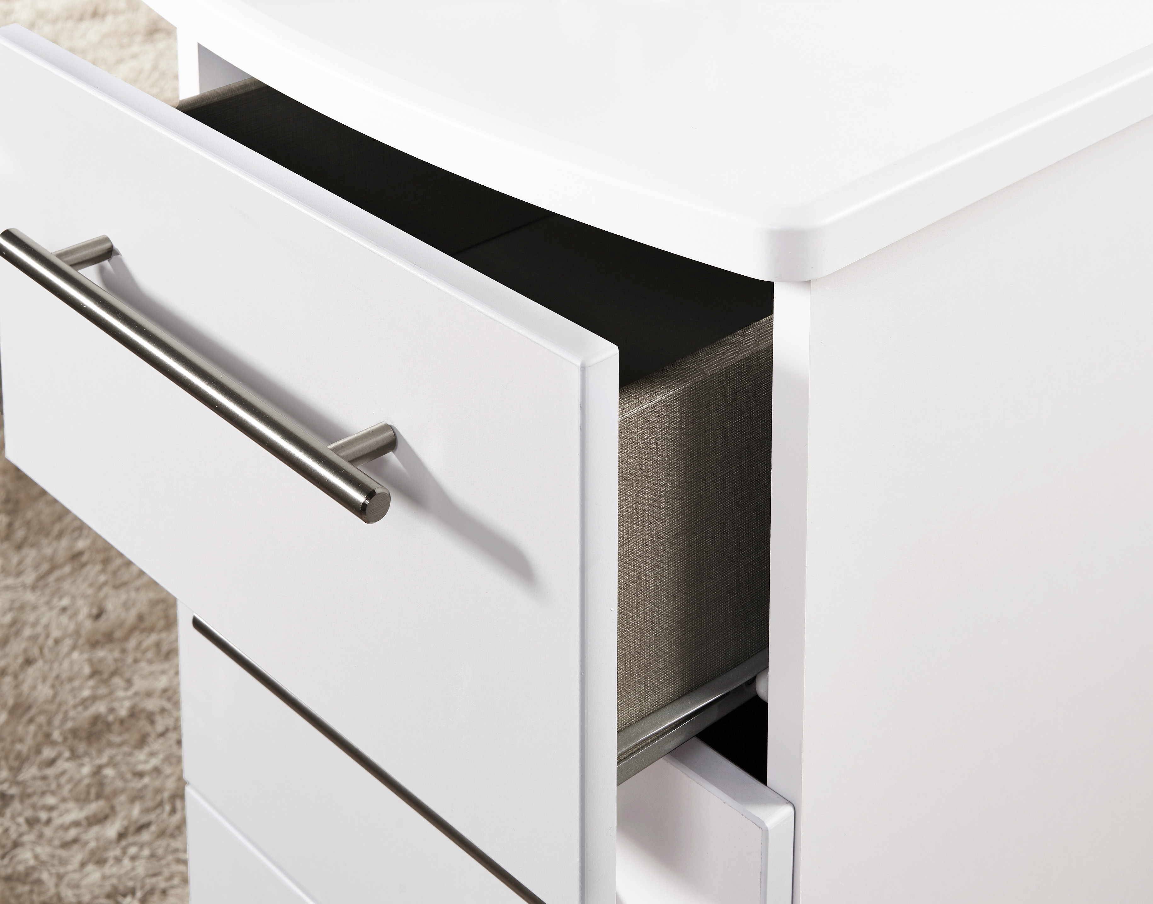 Product photograph of Sherwood Porcelain Matt 3 Drawer Bedside Cabinet from Choice Furniture Superstore.